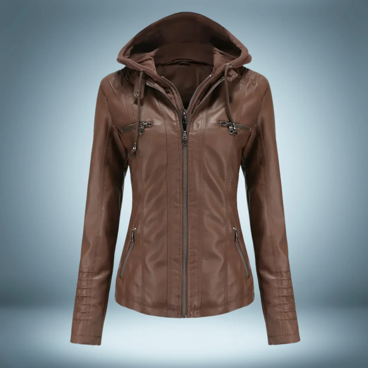 Valeria - Lederjacke mit Kapuze für Damen