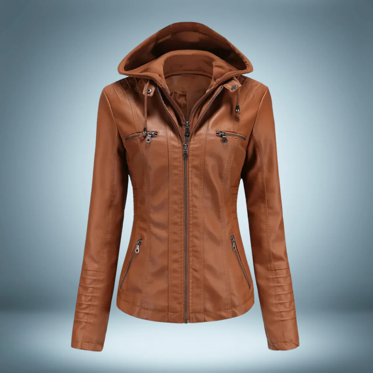 Valeria - Lederjacke mit Kapuze für Damen