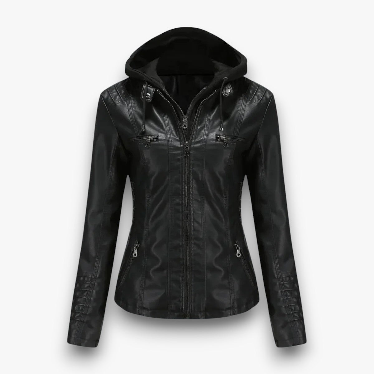 Valeria - Lederjacke mit Kapuze für Damen