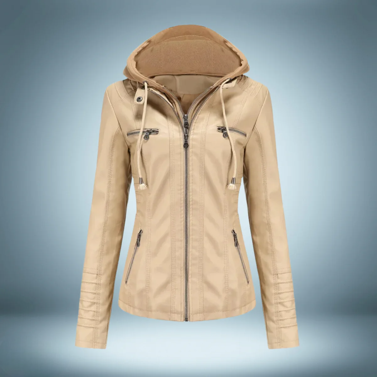 Valeria - Lederjacke mit Kapuze für Damen