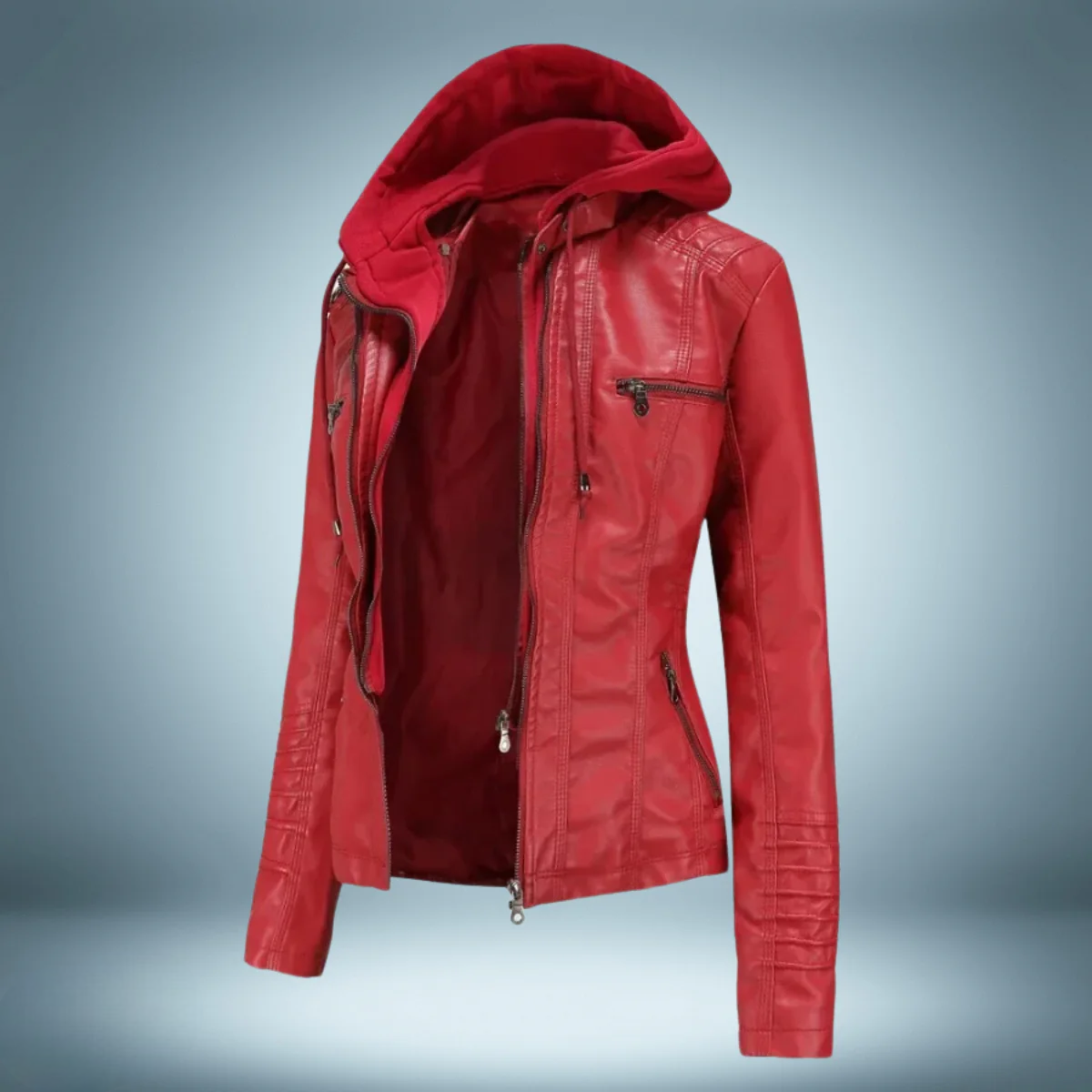 Valeria - Lederjacke mit Kapuze für Damen