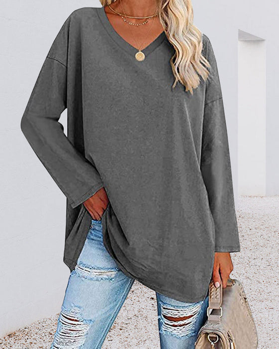 Emilia | Lässige Bluse in Übergröße mit V-Ausschnitt für Damen