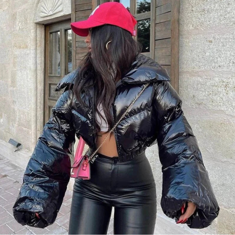Liana | Glänzende Pufferjacke in Kurzform für Damen