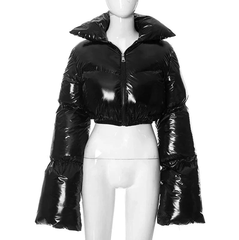 Liana | Glänzende Pufferjacke in Kurzform für Damen