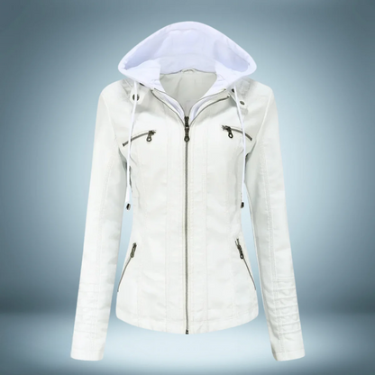 Valeria - Lederjacke mit Kapuze für Damen