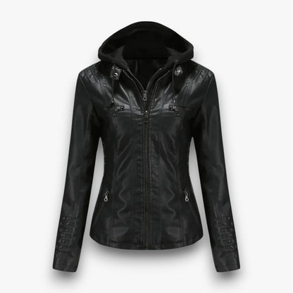 Valeria - Lederjacke mit Kapuze für Damen