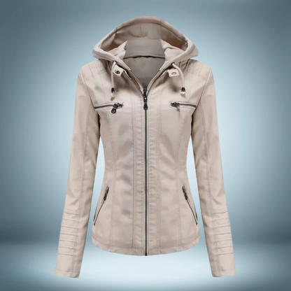 Valeria - Lederjacke mit Kapuze für Damen