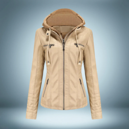 Valeria - Lederjacke mit Kapuze für Damen