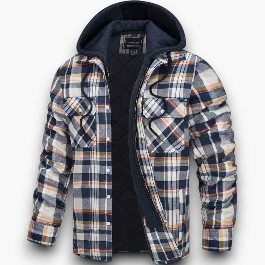Benno | Gefütterte Karojacke mit Kapuze für Herren