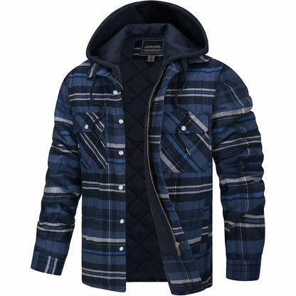 Benno | Gefütterte Karojacke mit Kapuze für Herren