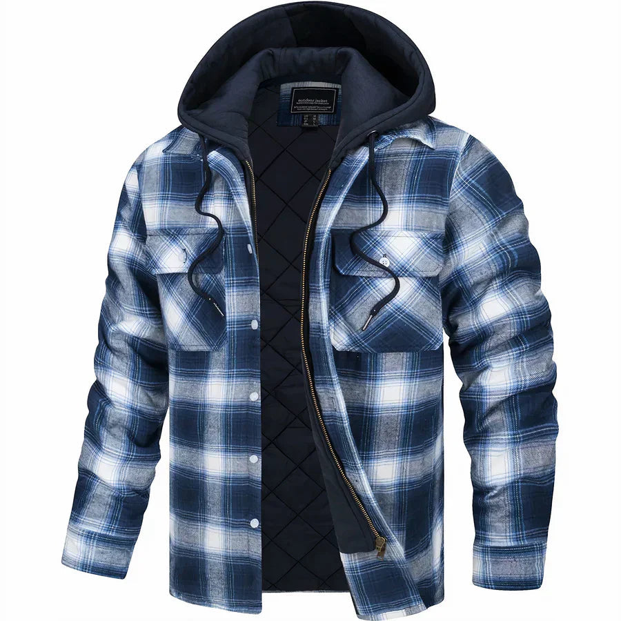 Benno | Gefütterte Karojacke mit Kapuze für Herren