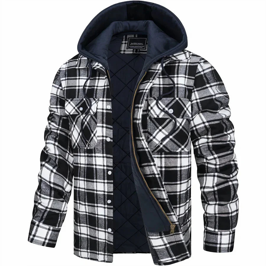 Benno | Gefütterte Karojacke mit Kapuze für Herren