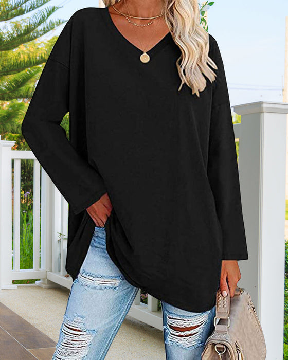 Emilia | Lässige Bluse in Übergröße mit V-Ausschnitt für Damen