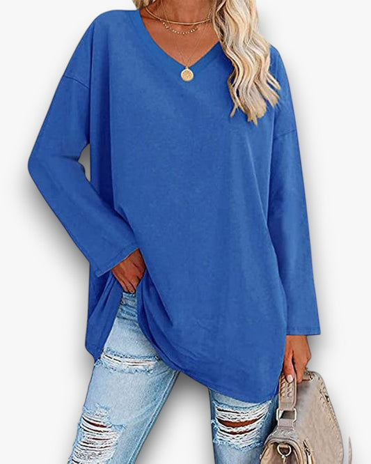 Emilia | Lässige Bluse in Übergröße mit V-Ausschnitt für Damen