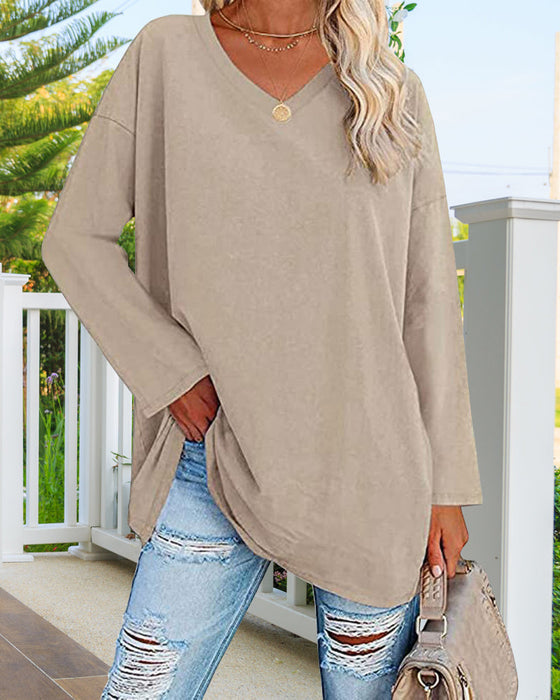 Emilia | Lässige Bluse in Übergröße mit V-Ausschnitt für Damen