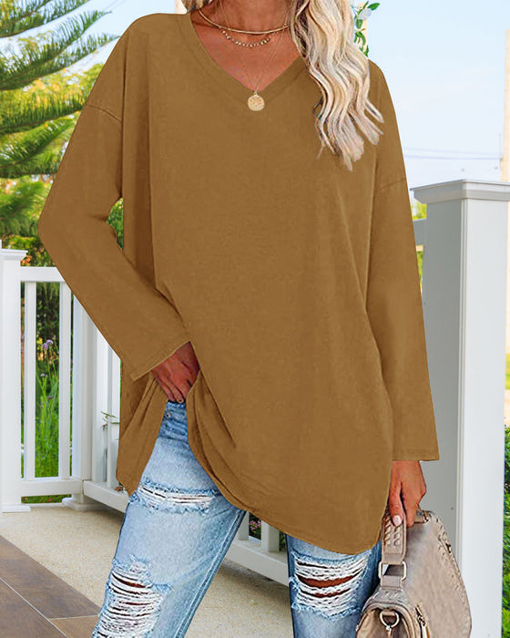 Emilia | Lässige Bluse in Übergröße mit V-Ausschnitt für Damen