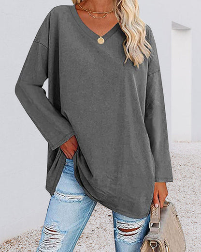 Emilia | Lässige Bluse in Übergröße mit V-Ausschnitt für Damen