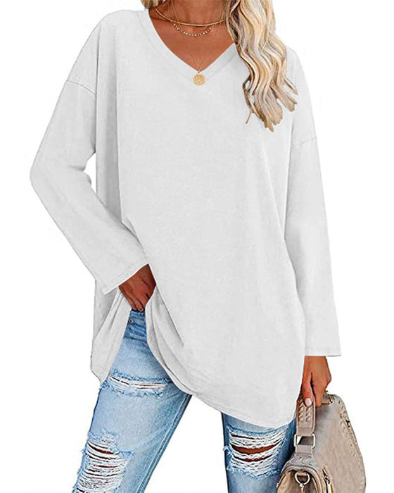 Emilia | Lässige Bluse in Übergröße mit V-Ausschnitt für Damen