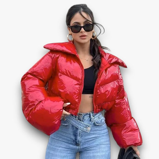 Liana | Glänzende Pufferjacke in Kurzform für Damen