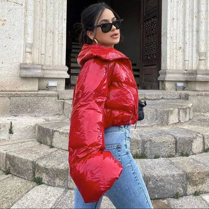 Liana | Glänzende Pufferjacke in Kurzform für Damen